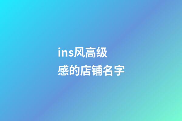 ins风高级感的店铺名字