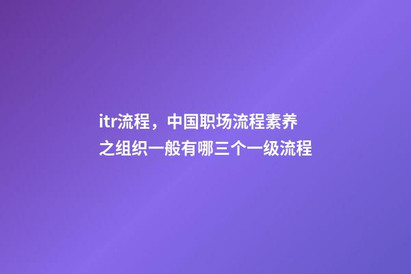 itr流程，中国职场流程素养之组织一般有哪三个一级流程(第0009篇)-第1张-观点-玄机派