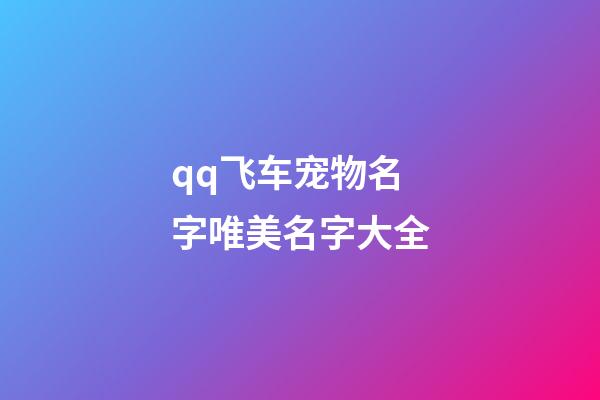 qq飞车宠物名字唯美名字大全