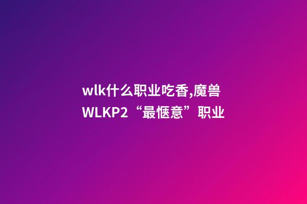 wlk什么职业吃香,魔兽WLKP2“最惬意”职业-第1张-观点-玄机派