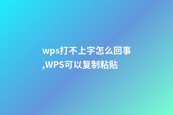 wps打不上字怎么回事,WPS可以复制粘贴-第1张-观点-玄机派