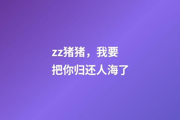 zz猪猪，我要把你归还人海了-第1张-观点-玄机派