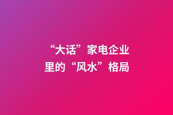 “大话”家电企业里的“风水”格局