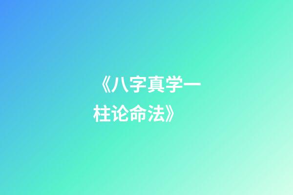 《八字真学一柱论命法》