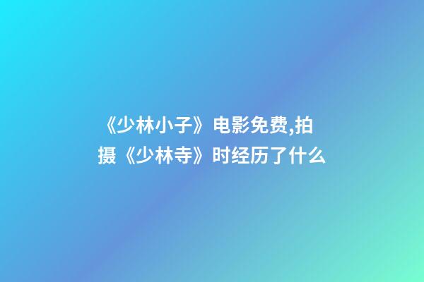 《少林小子》电影免费,拍摄《少林寺》时经历了什么-第1张-观点-玄机派