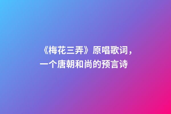 《梅花三弄》原唱歌词，一个唐朝和尚的预言诗-第1张-观点-玄机派