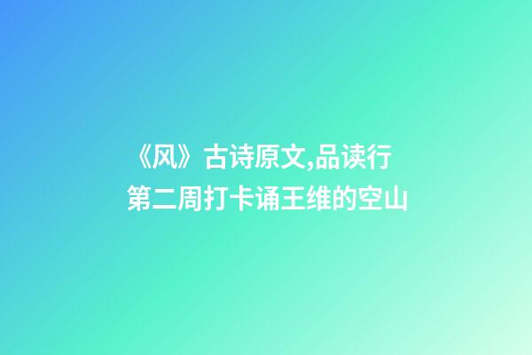 《风》古诗原文,品读行第二周打卡诵王维的空山-第1张-观点-玄机派