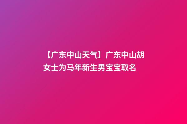 【广东中山天气】广东中山胡女士为马年新生男宝宝取名-第1张-公司起名-玄机派