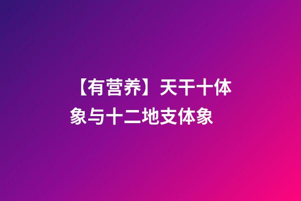 【有营养】天干十体象与十二地支体象