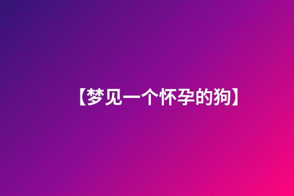【梦见一个怀孕的狗】