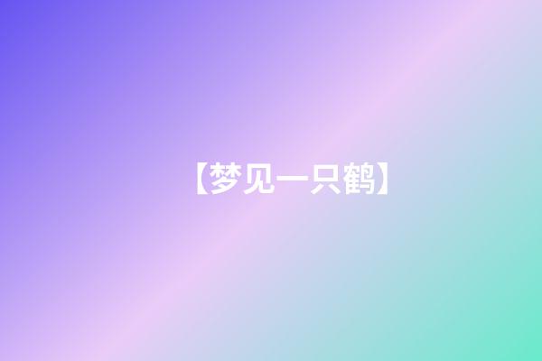 【梦见一只鹤】