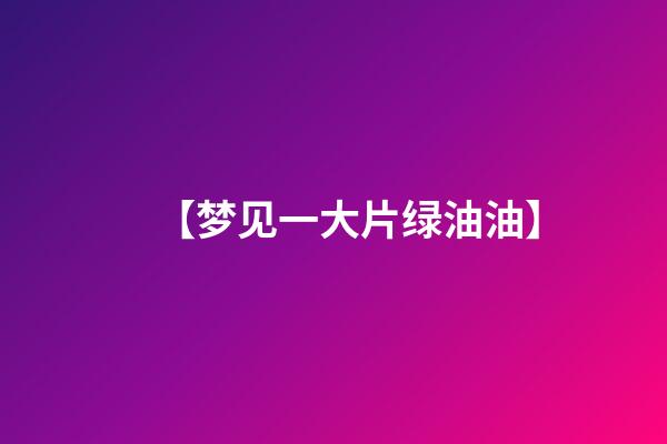 【梦见一大片绿油油】