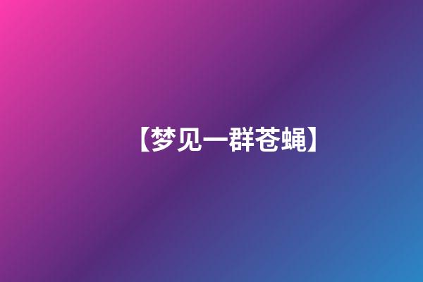 【梦见一群苍蝇】