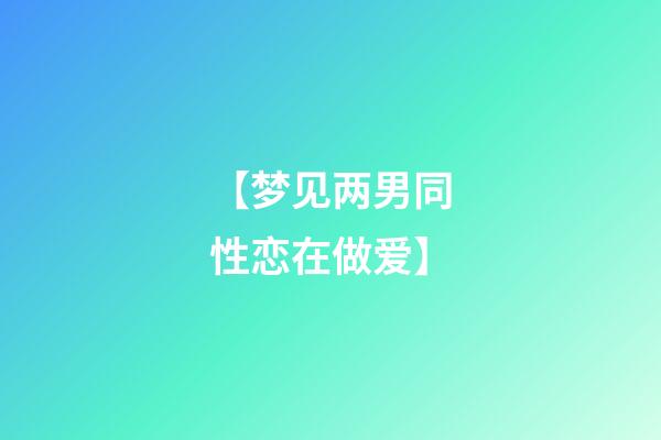 【梦见两男同性恋在做爱】