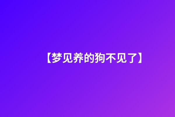 【梦见养的狗不见了】