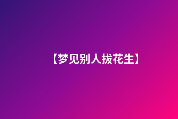 【梦见别人拔花生】