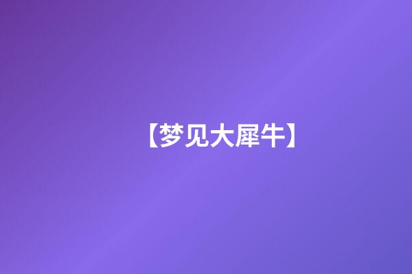 【梦见大犀牛】