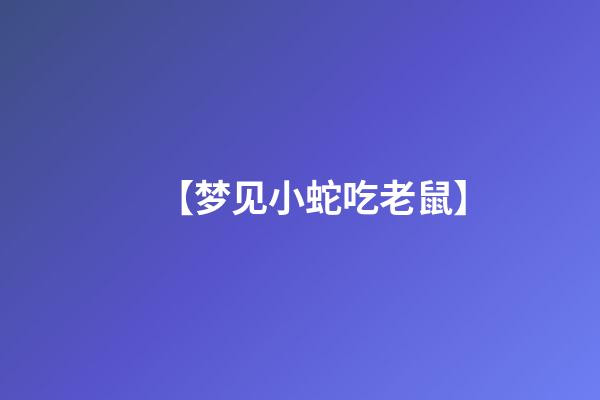 【梦见小蛇吃老鼠】