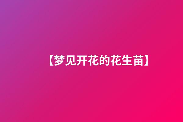 【梦见开花的花生苗】