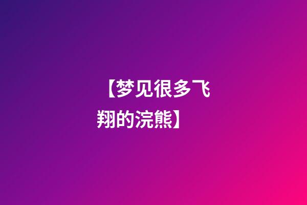 【梦见很多飞翔的浣熊】