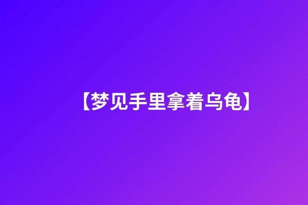 【梦见手里拿着乌龟】