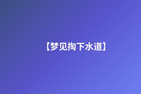 【梦见掏下水道】