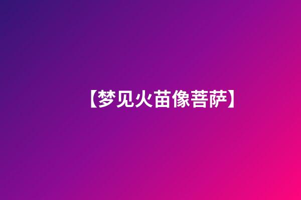 【梦见火苗像菩萨】
