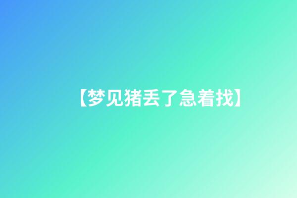 【梦见猪丢了急着找】