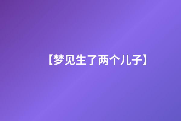 【梦见生了两个儿子】