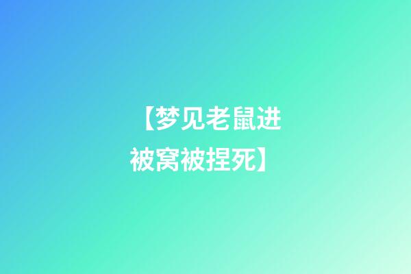【梦见老鼠进被窝被捏死】