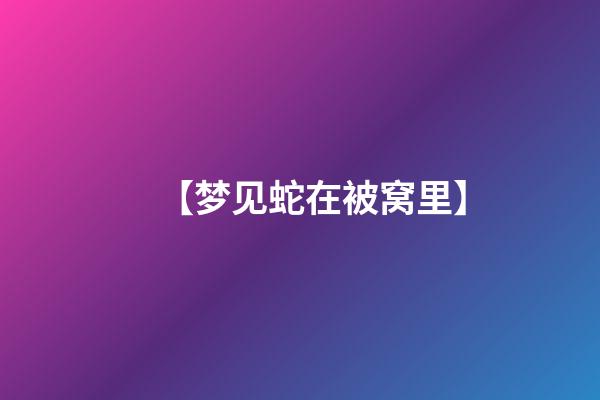 【梦见蛇在被窝里】