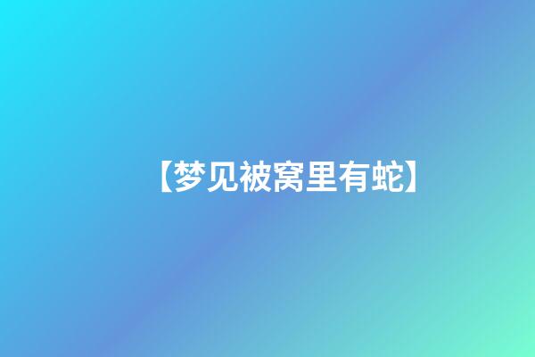 【梦见被窝里有蛇】