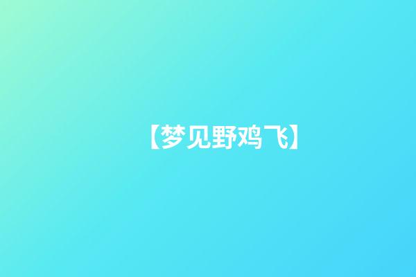 【梦见野鸡飞】