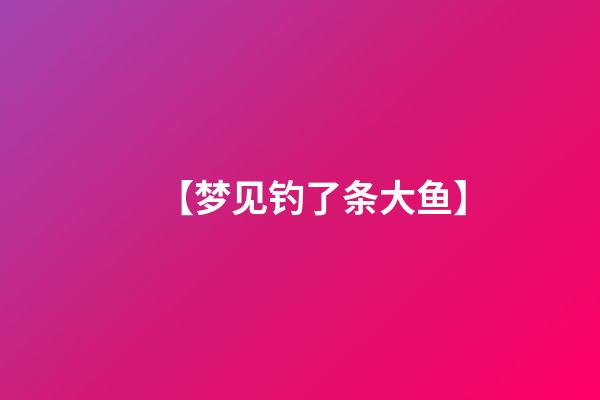 【梦见钓了条大鱼】