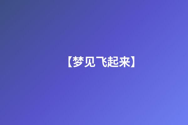 【梦见飞起来】