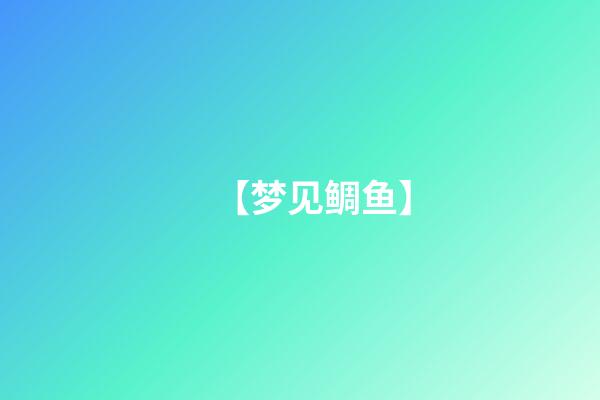 【梦见鲷鱼】