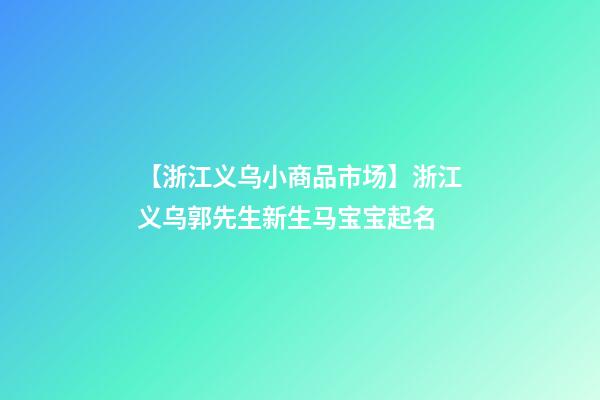 【浙江义乌小商品市场】浙江义乌郭先生新生马宝宝起名-第1张-公司起名-玄机派