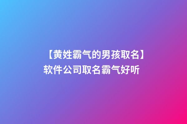 【黄姓霸气的男孩取名】软件公司取名霸气好听-第1张-公司起名-玄机派