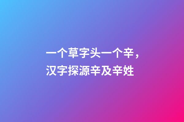 一个草字头一个辛，汉字探源辛及辛姓-第1张-观点-玄机派