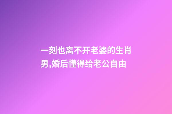 一刻也离不开老婆的生肖男,婚后懂得给老公自由-第1张-观点-玄机派
