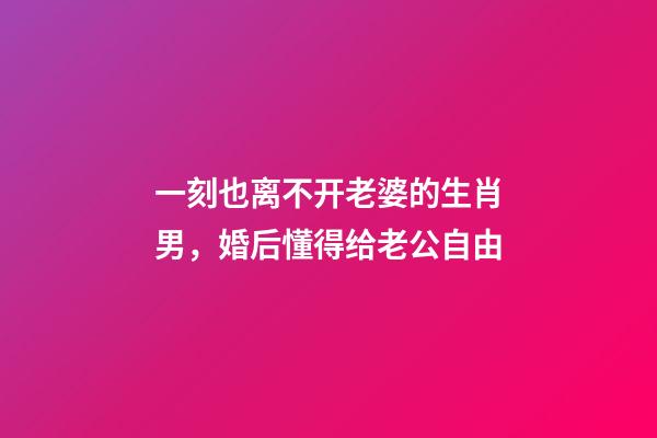 一刻也离不开老婆的生肖男，婚后懂得给老公自由-第1张-观点-玄机派