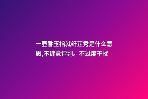 一壶香玉指就纤芷秀是什么意思,不肆意评判。不过度干扰-第1张-观点-玄机派