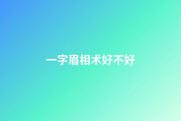 一字眉相术好不好