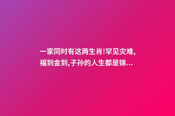 一家同时有这两生肖!罕见灾难,福到金到,子孙的人生都是锦绣!-第1张-观点-玄机派