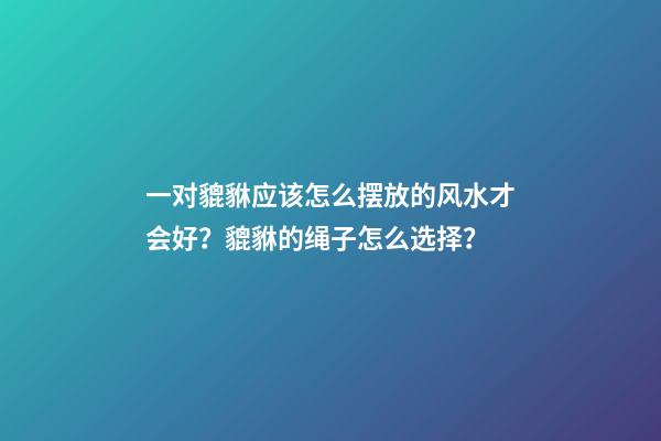 一对貔貅应该怎么摆放的风水才会好？貔貅的绳子怎么选择？