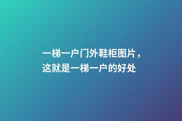 一梯一户门外鞋柜图片，这就是一梯一户的好处-第1张-观点-玄机派