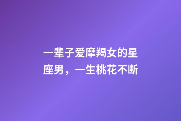 一辈子爱摩羯女的星座男，一生桃花不断-第1张-观点-玄机派