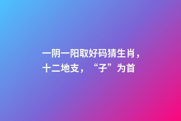 一阴一阳取好码猜生肖，十二地支，“子”为首-第1张-观点-玄机派