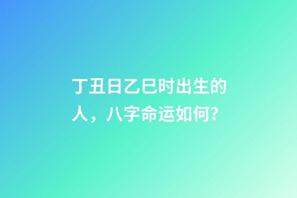 丁丑日乙巳时出生的人，八字命运如何？