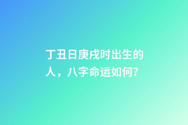 丁丑日庚戌时出生的人，八字命运如何？